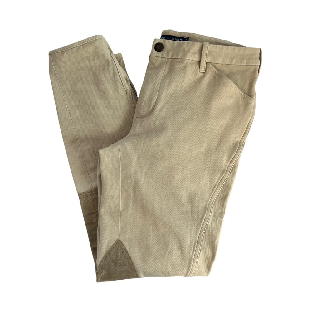 Ralph Lauren Equestrian Riding Khaki Pants Trousers Knee Patches Size 6 Breeches